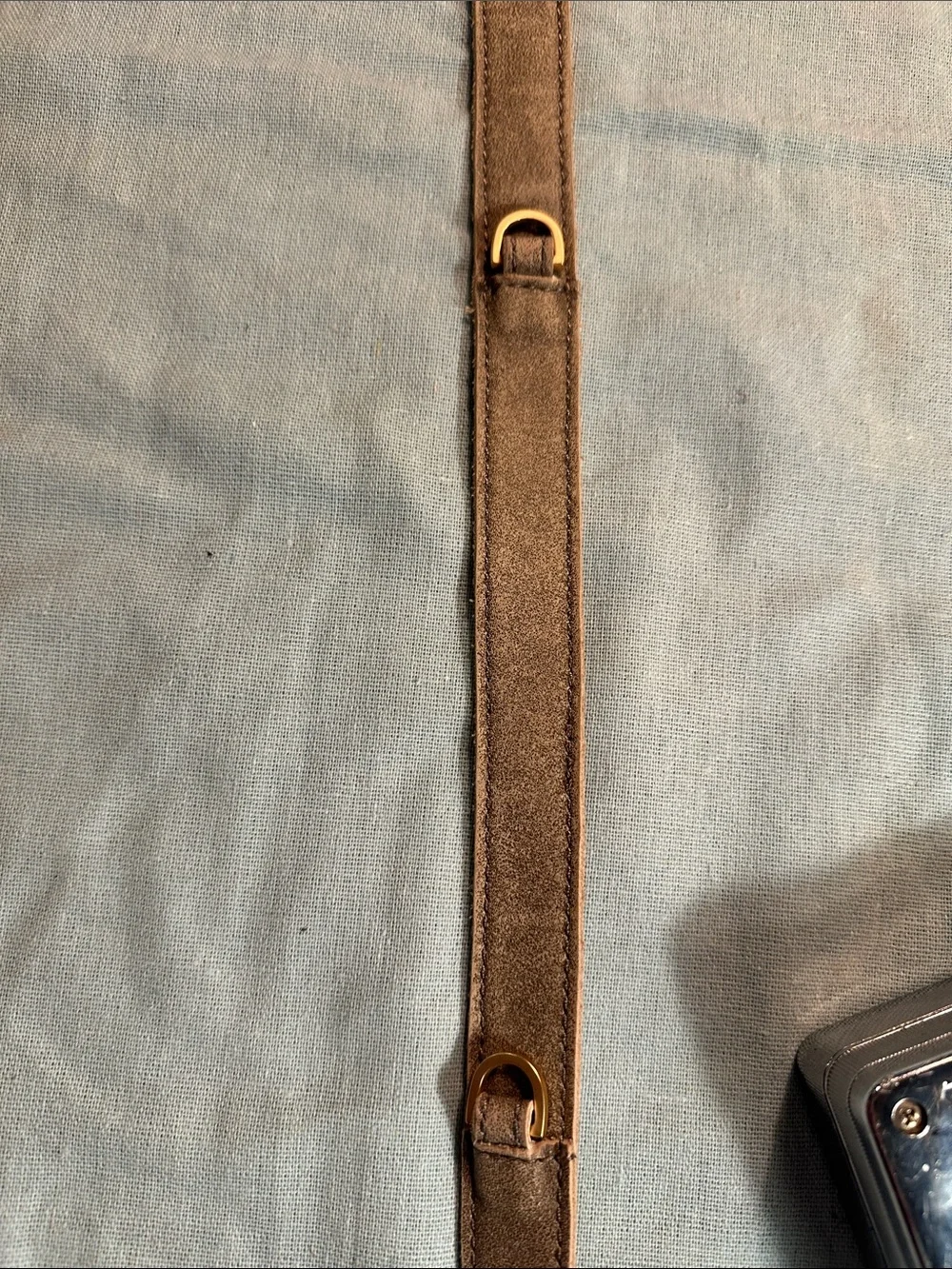 Hammitt Taupe Suede Crossbody with Gold Studs